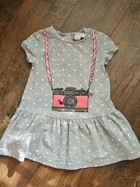 kate spade Gray Polka Dot Dress with Pink Camera Graphic